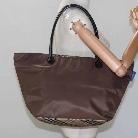 Burberrys Blue Label Tote Bag Nylon Brown Auth - Picture 1 of 16